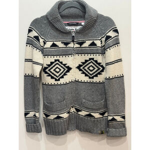 Vintage Triple Five Soul Knit Aztec Cowichan Full Zip Cardigan M Wool Blend Y2K